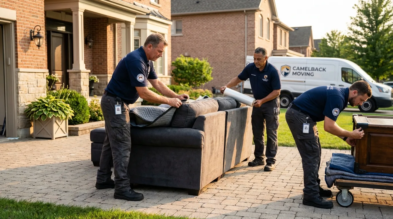 Large estate moving crew wrapping furniture in Idalou, TX